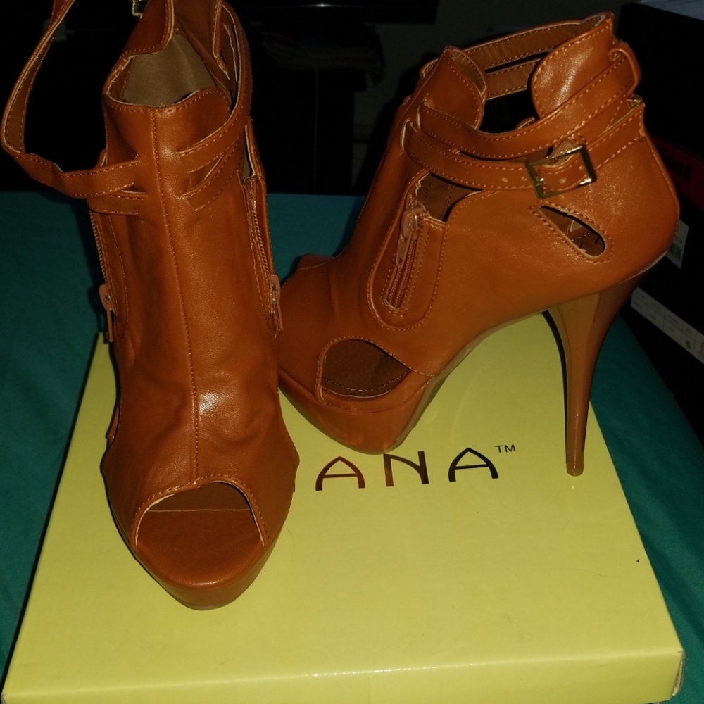 Brown leather stilettos
